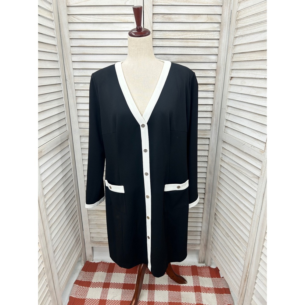 Tommy Hilfiger Shift Dress Size 16 Black White Old Money Preppy Workwear